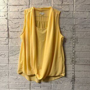 Charter Club Yellow Sleeveless Blouse XL Draped Front Tank Top Soft Flowy